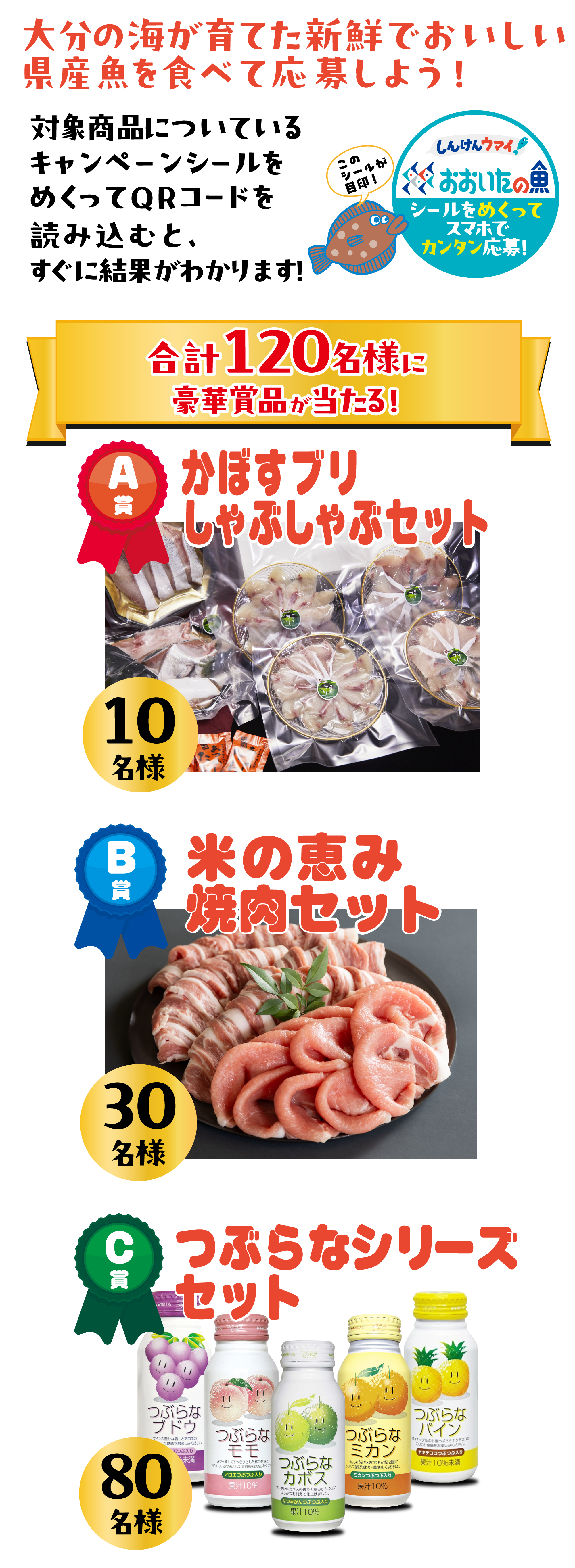 合計120名様に豪華賞品が当たる！